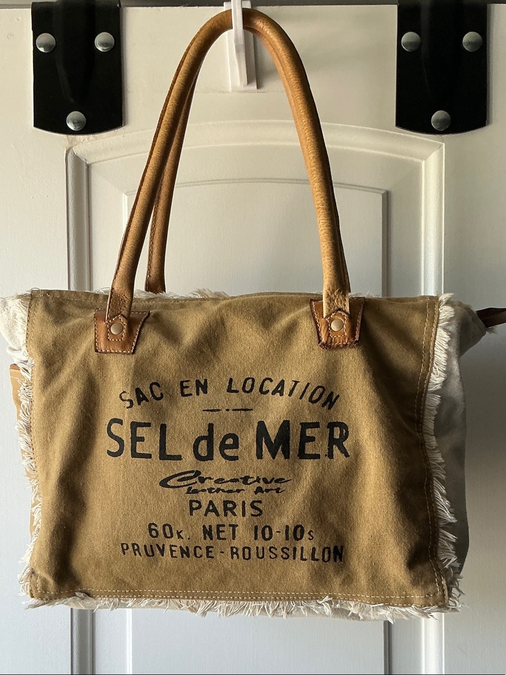Sel De Mer Brown Canvas Tote Handbag
